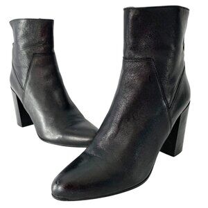Grigiarancio Black Leather Block Heel‎ Zip Ankle Boots